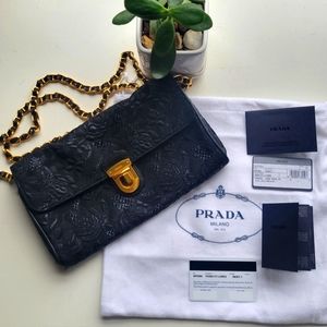 Prada Tessuto Lurex Shoulder Chain Strap Bag